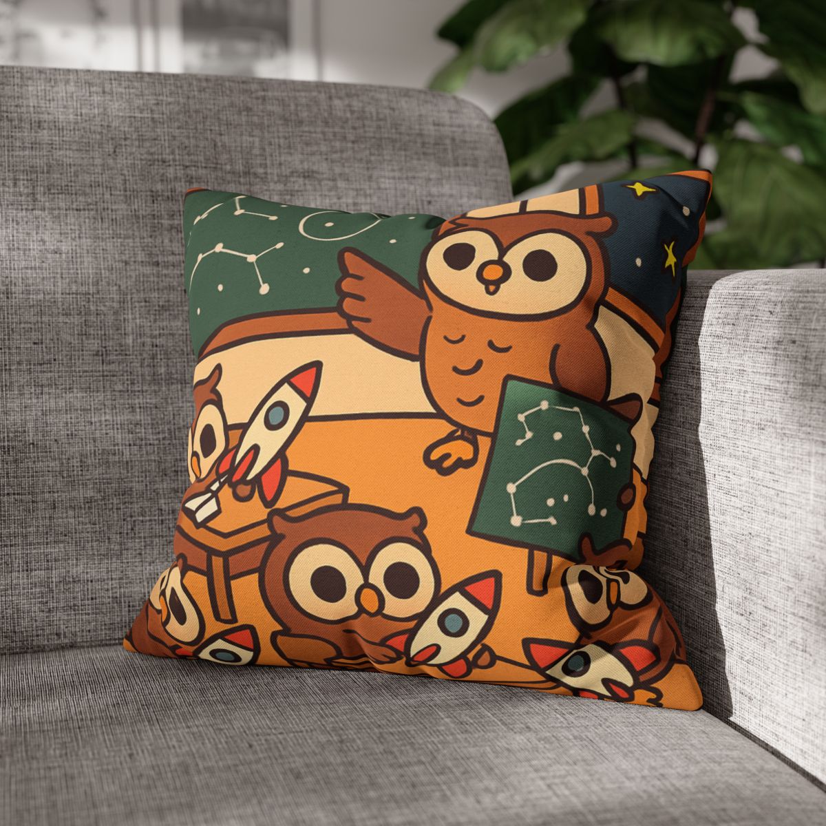 Rocket School Of Owls designer print pillow cases