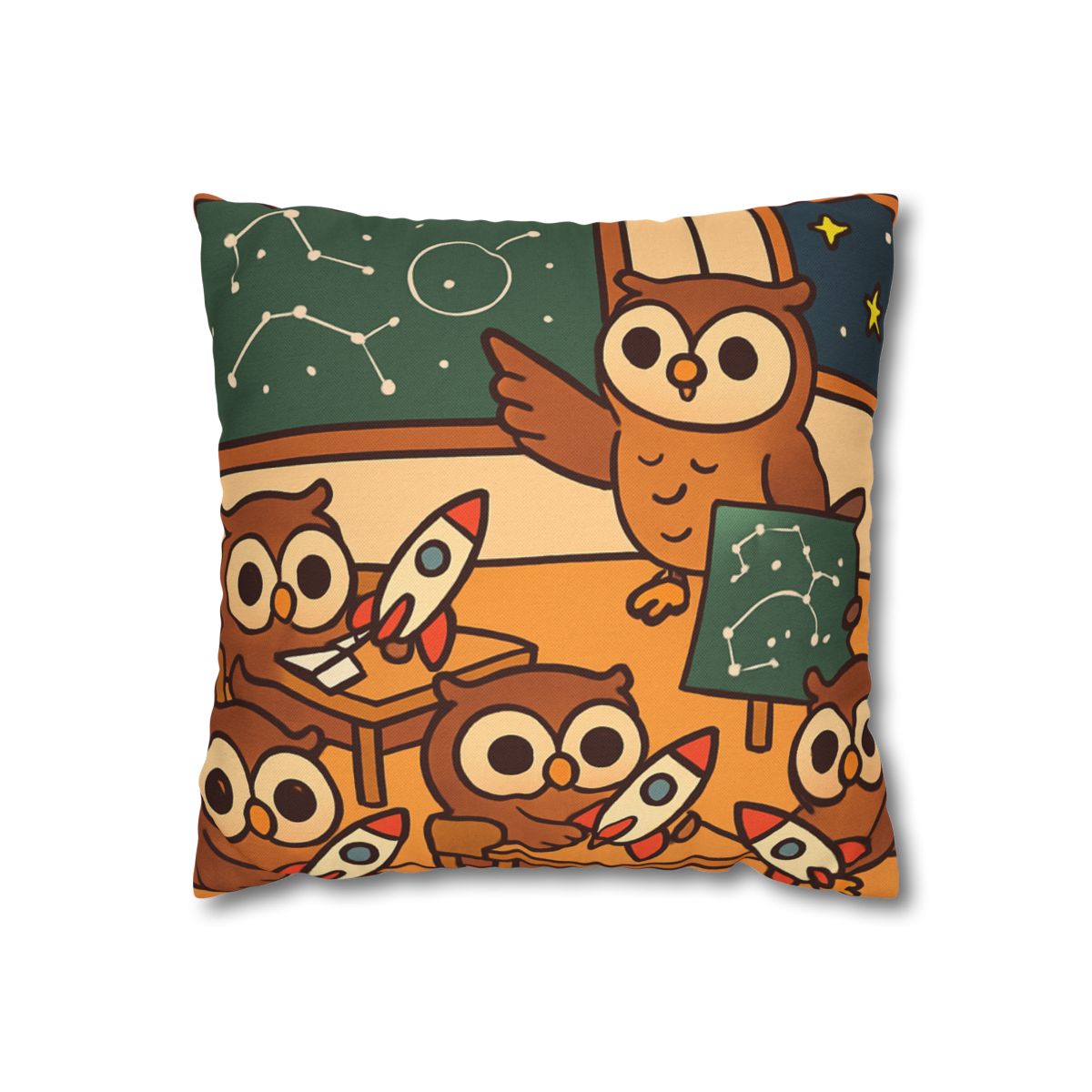 Rocket School Of Owls designer print pillow cases