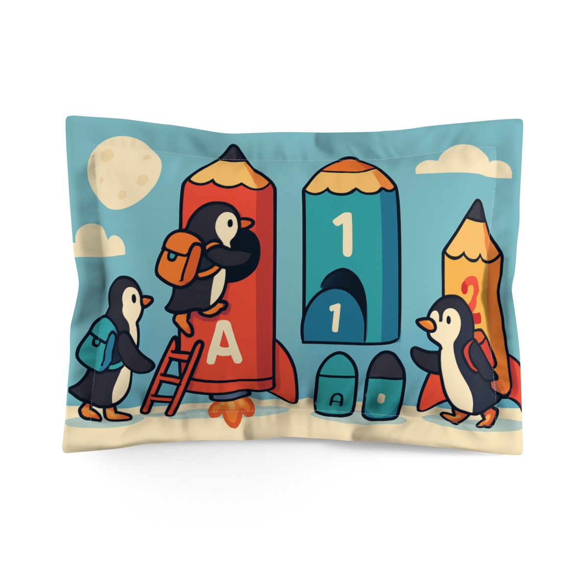 Rocket School Of The Sky Penguins unique shape pillows