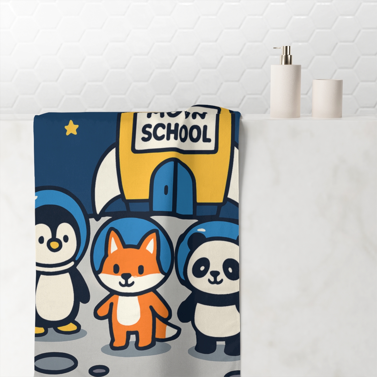 Rocket School On The Moon decorative home towels