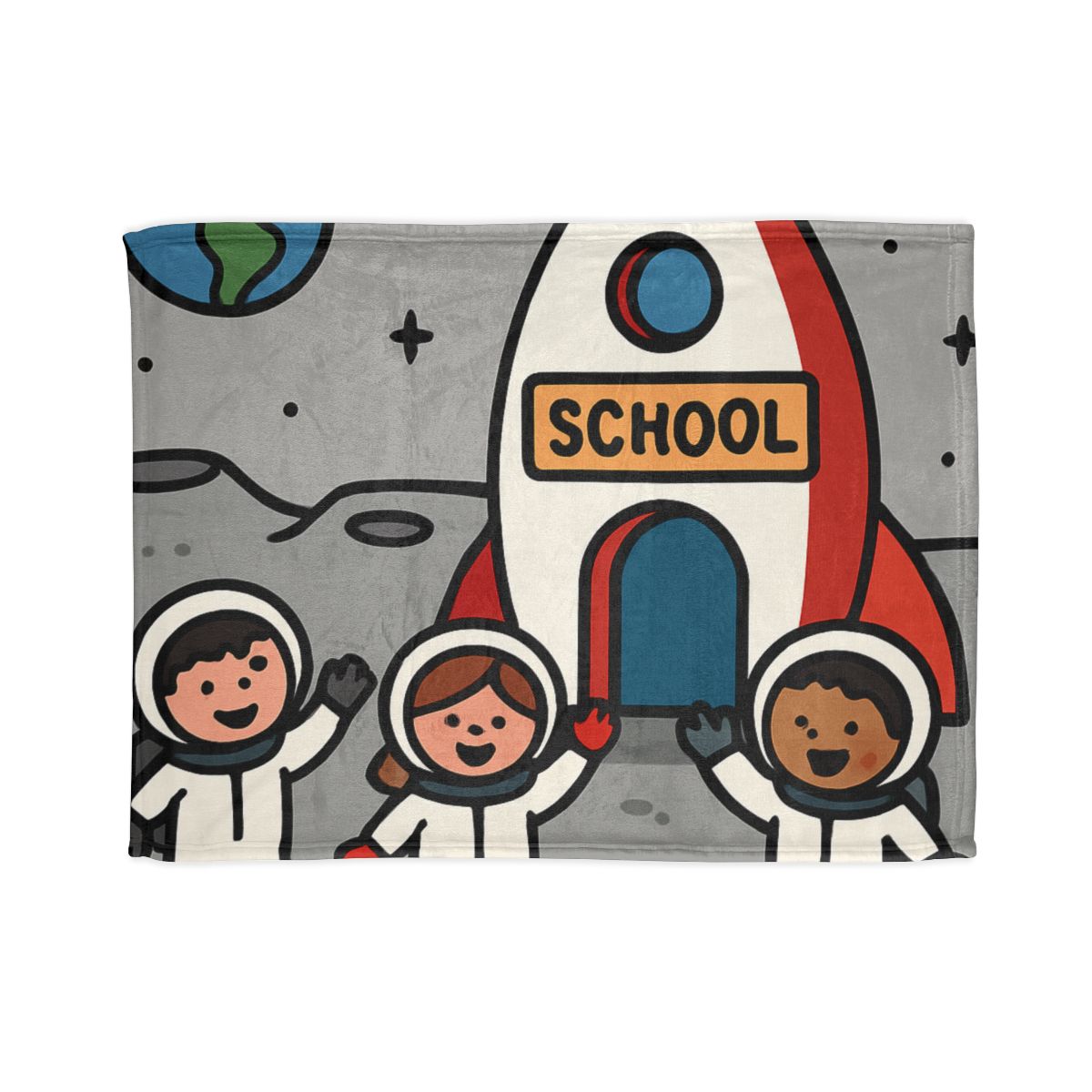 Rocket School On The Moon trendy patterned blankets