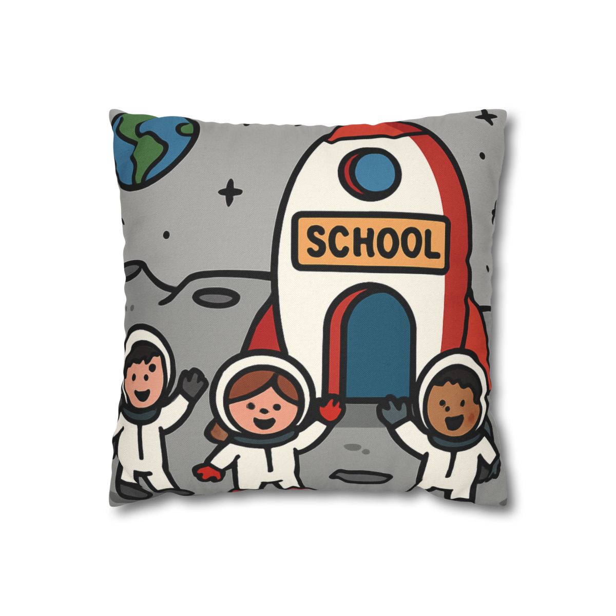 Rocket School On The Moon trendy patterned pillow cases