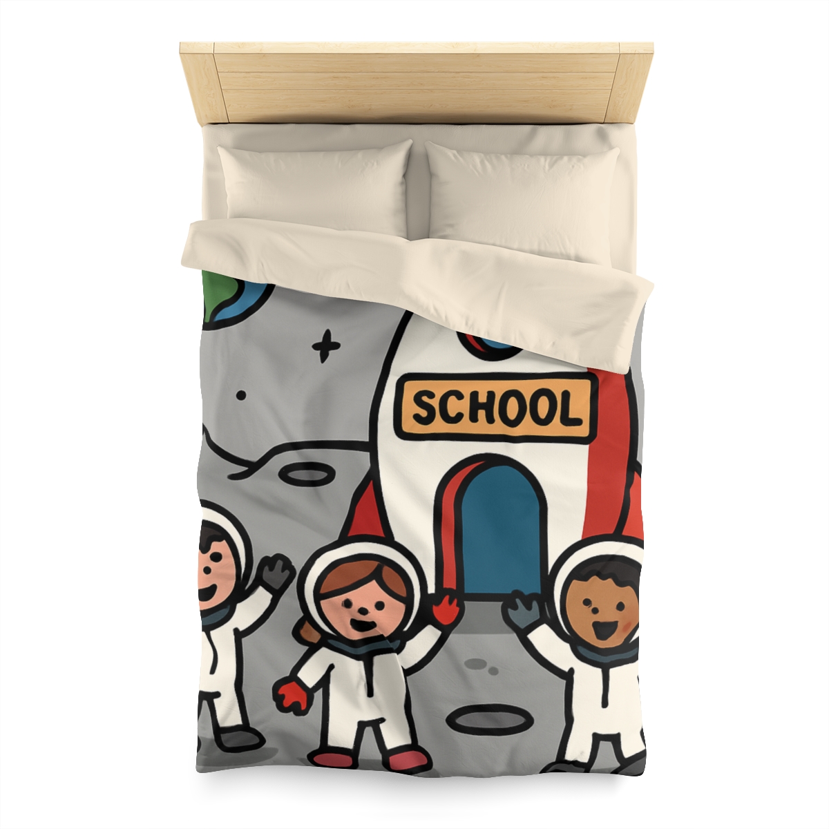 Rocket School On The Moon stylish duvet covers