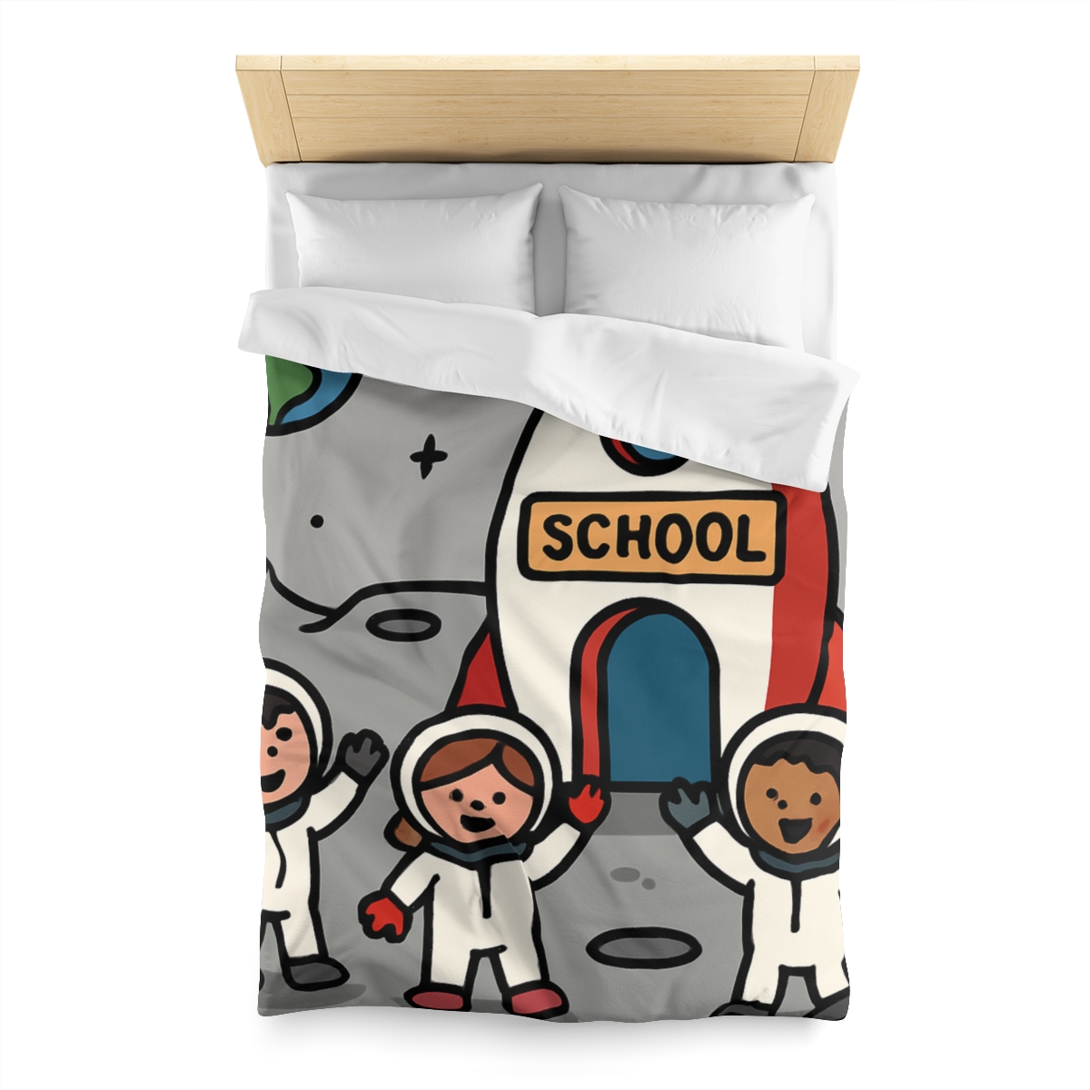 Rocket School On The Moon stylish duvet covers