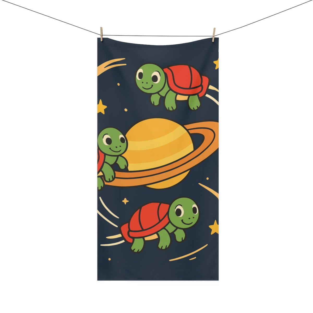 Rocket Turtles Around Saturn custom towels