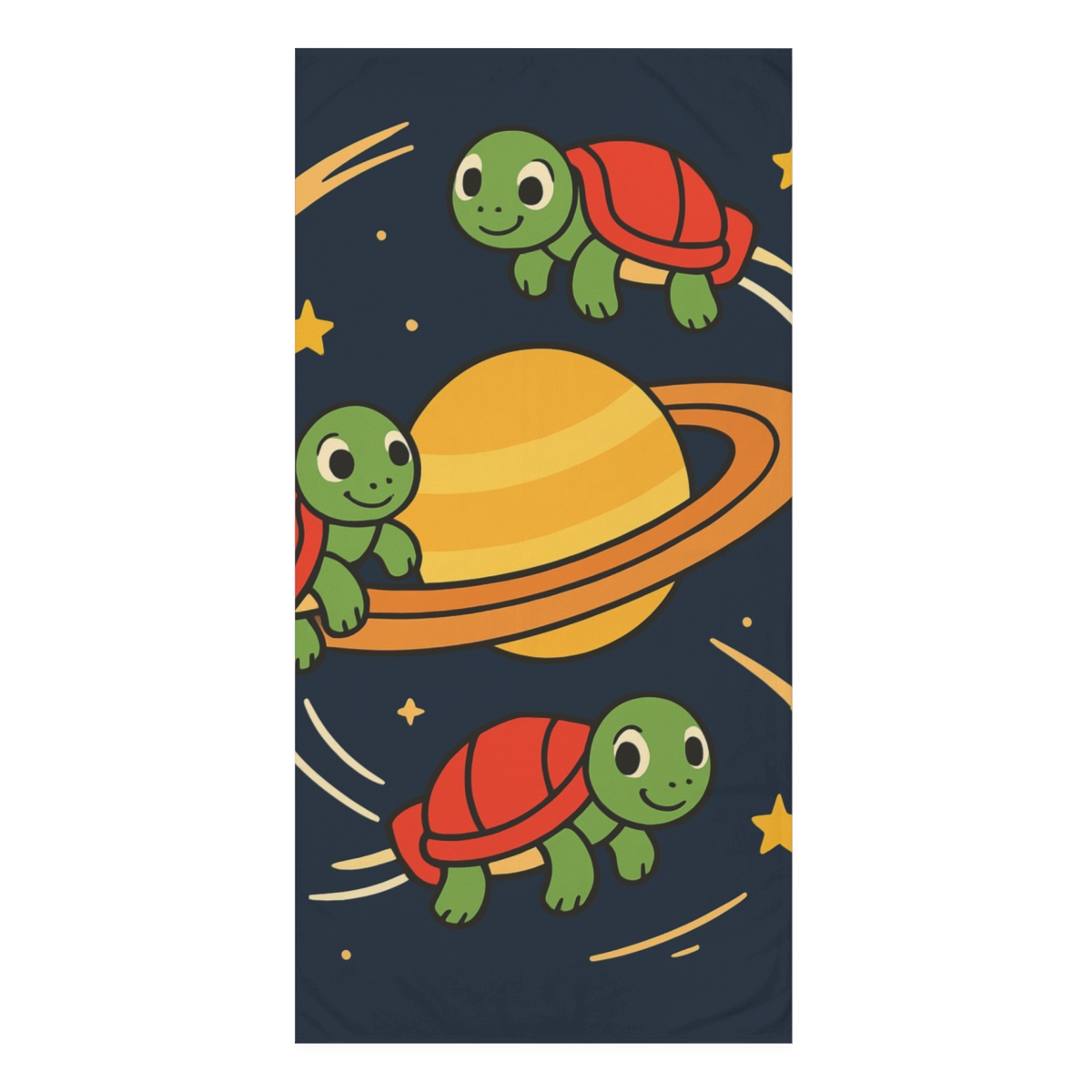 Rocket Turtles Around Saturn custom towels