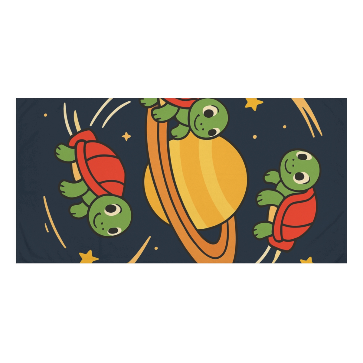 Rocket Turtles Around Saturn custom towels