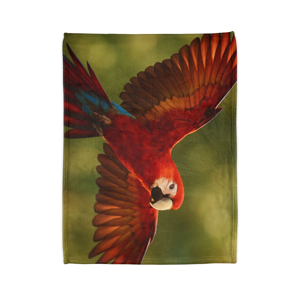 Scarlet Arc Macaw In Flight soft fleece blankets
