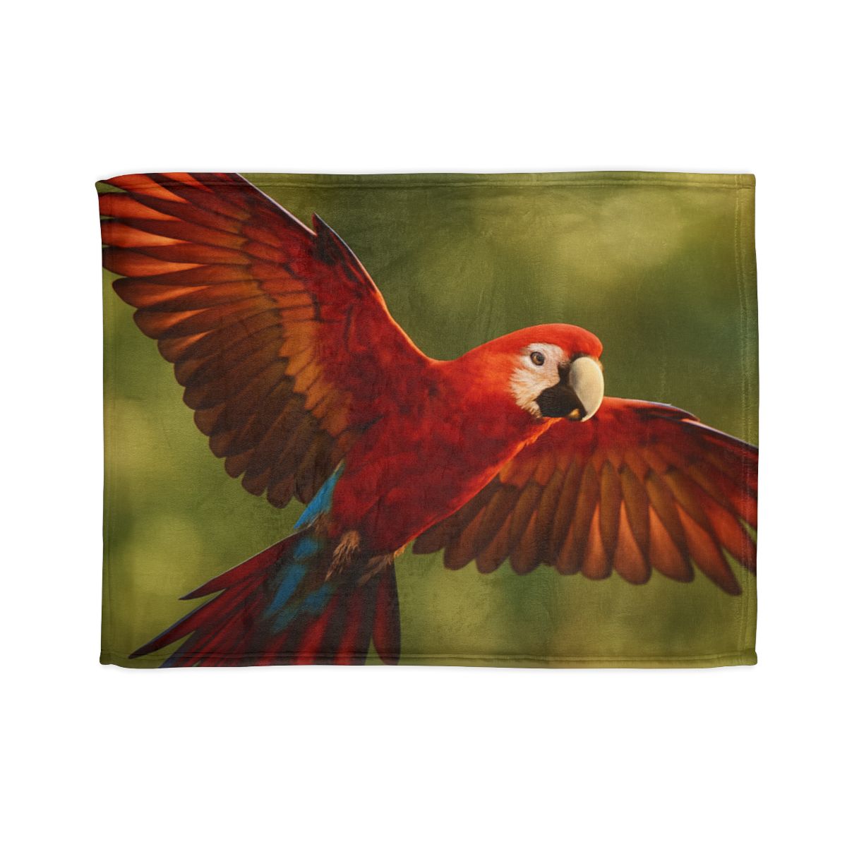 Scarlet Arc Macaw In Flight soft fleece blankets