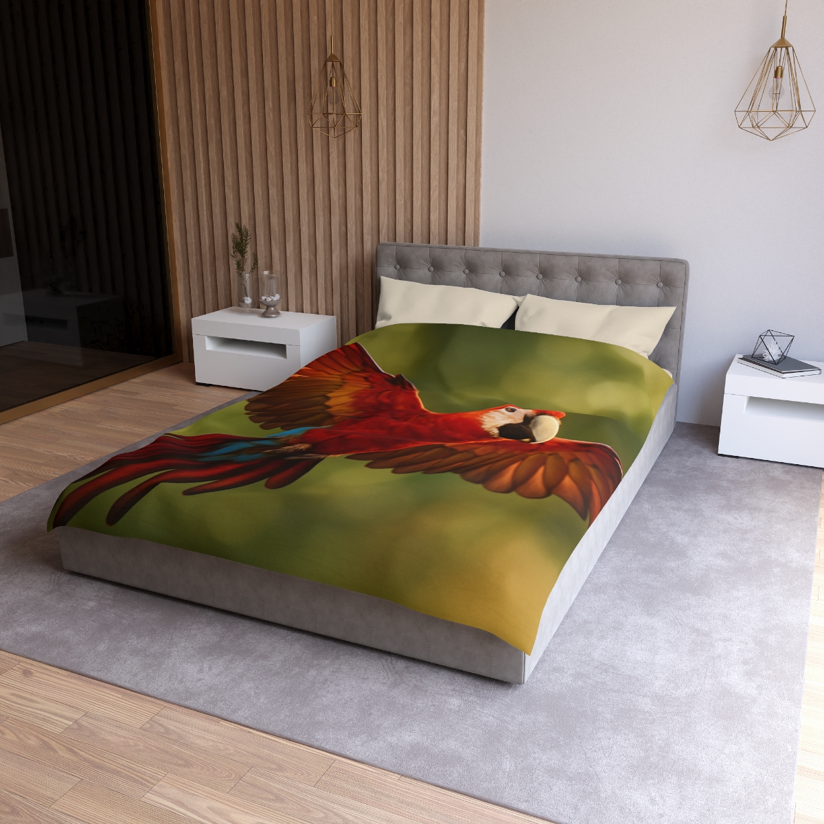 Scarlet Arc Macaw In Flight personalized bedding duvets