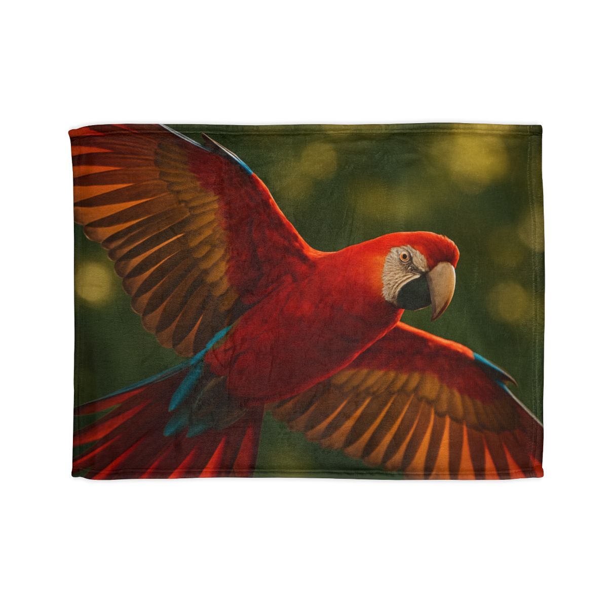 Scarlet Macaw Ember Flight soft fleece blankets