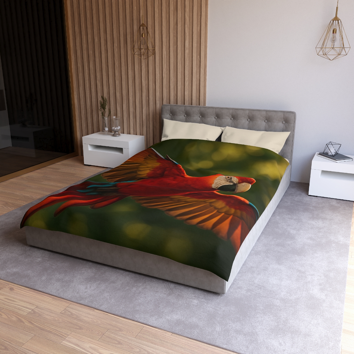 Scarlet Macaw Ember Flight trendy bedroom duvets