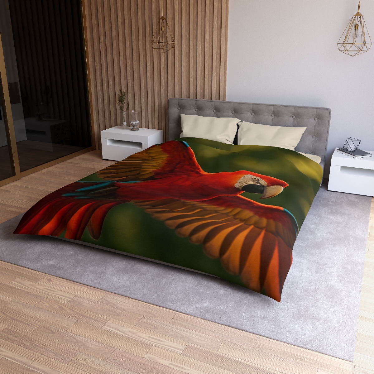 Scarlet Macaw Ember Flight trendy bedroom duvets