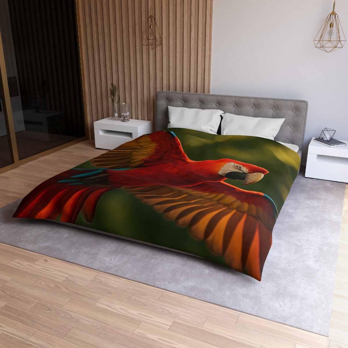 Scarlet Macaw Ember Flight trendy bedroom duvets