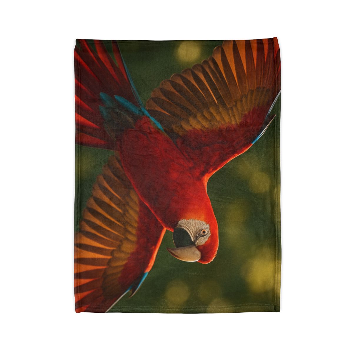 Scarlet Macaw Ember Flight soft fleece blankets