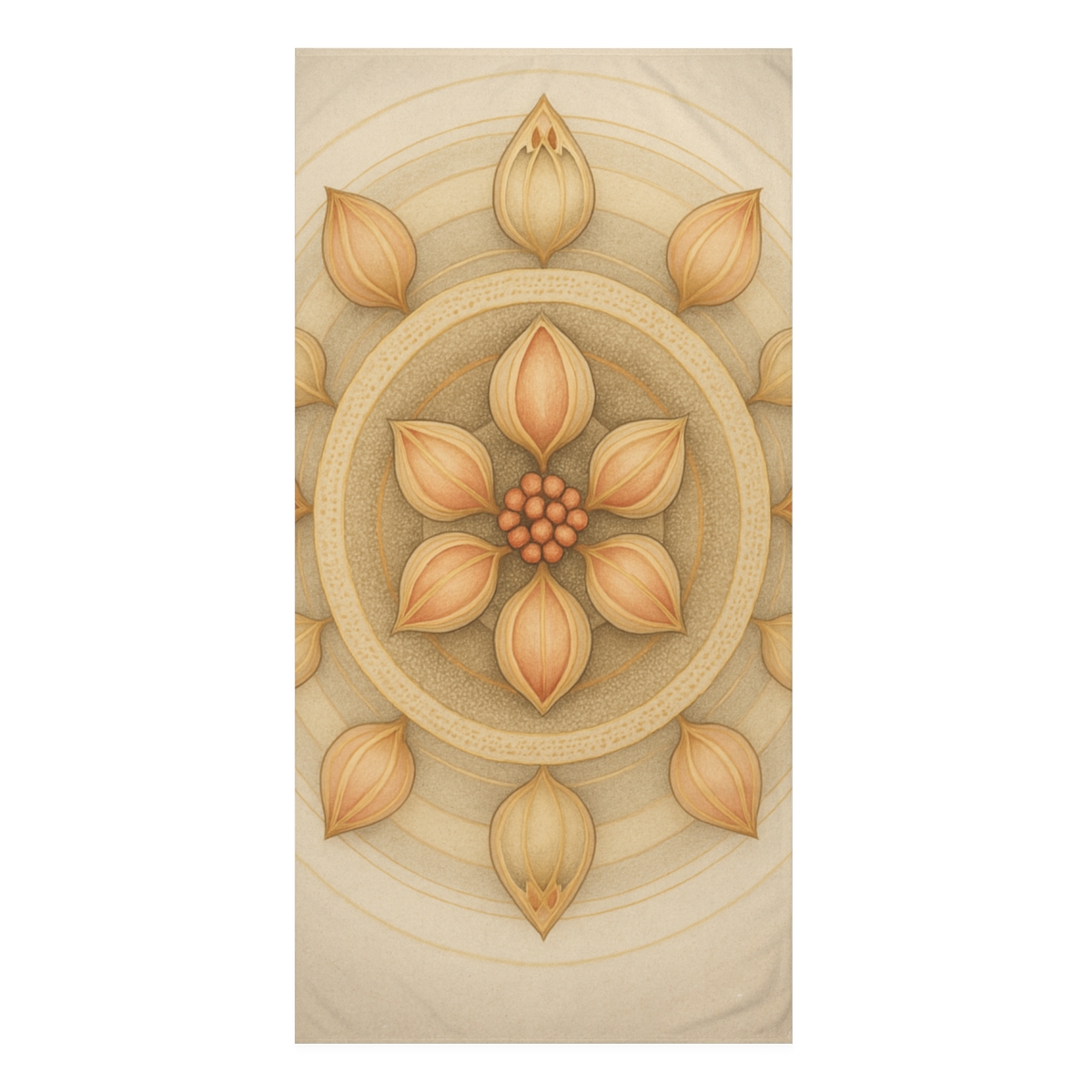 Seed Pod Halo Array designer printed towels