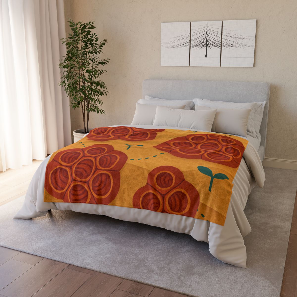 Seed Pod Mosaic soft fleece blankets