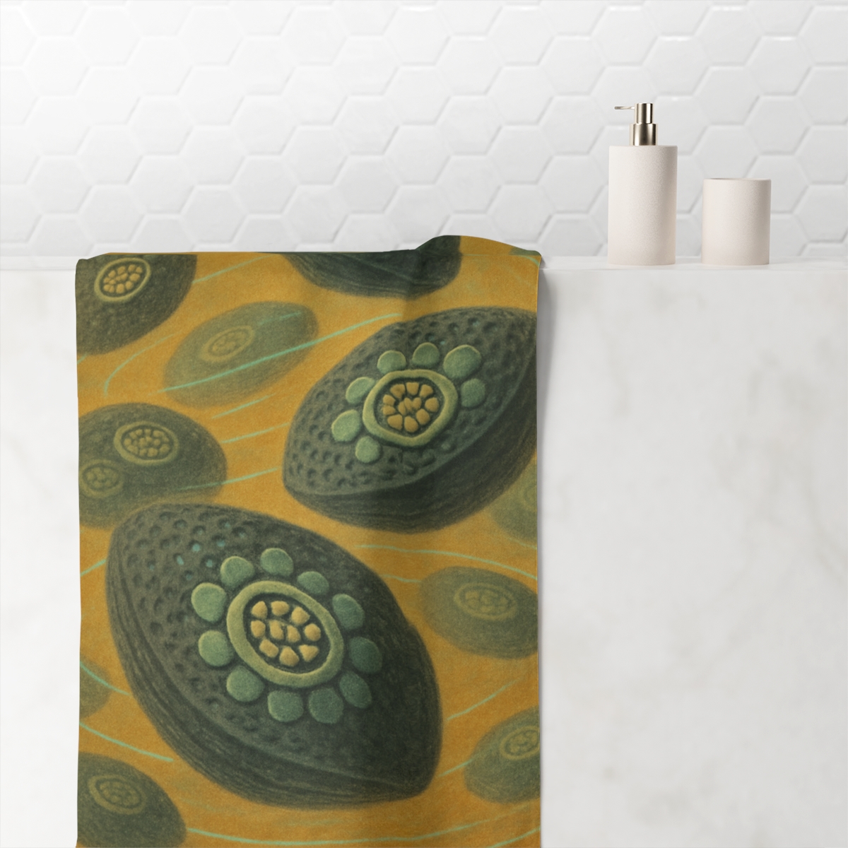 Seed Pod Orbit designer printed towels