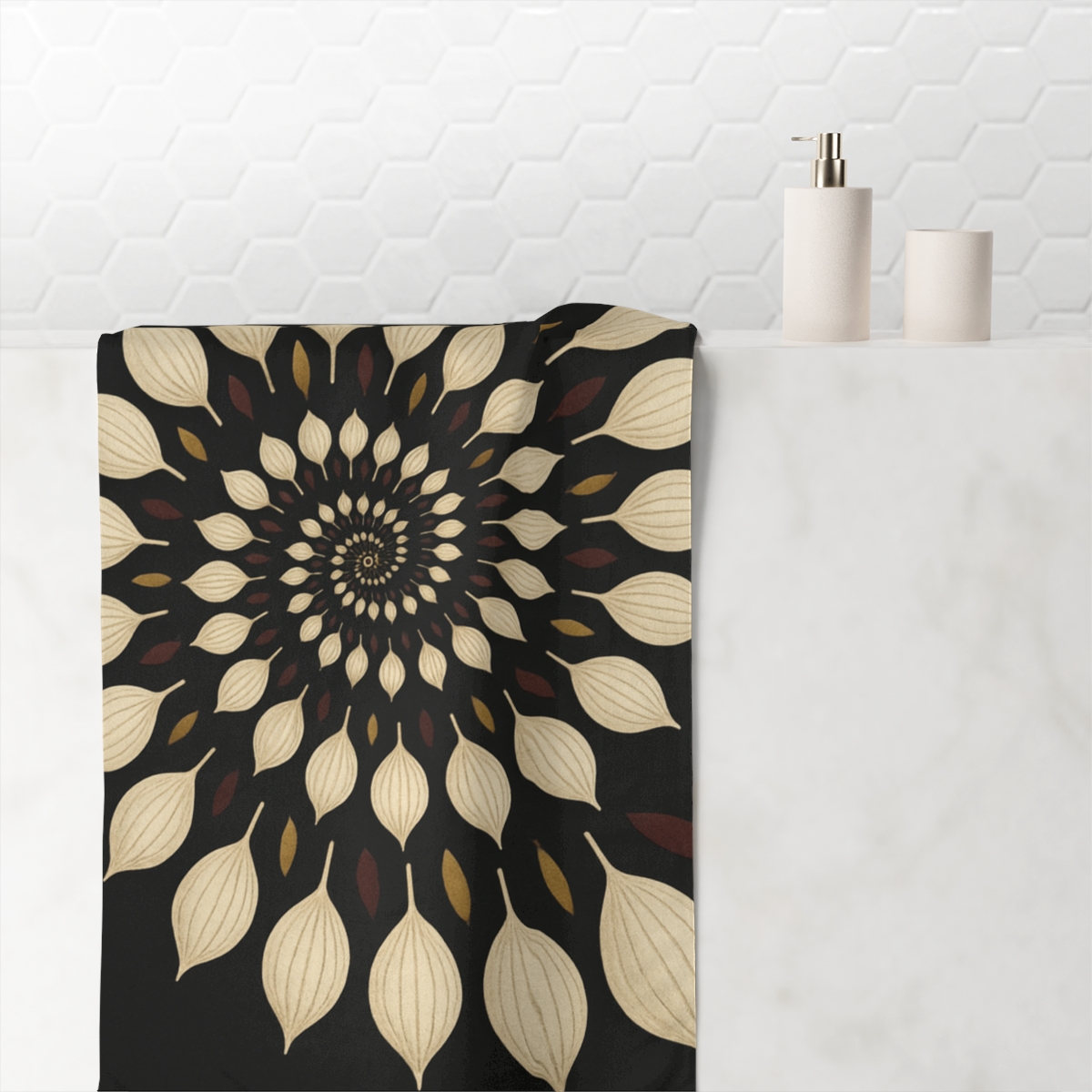 Seed Pod Spiral Matrix trendy hand towels