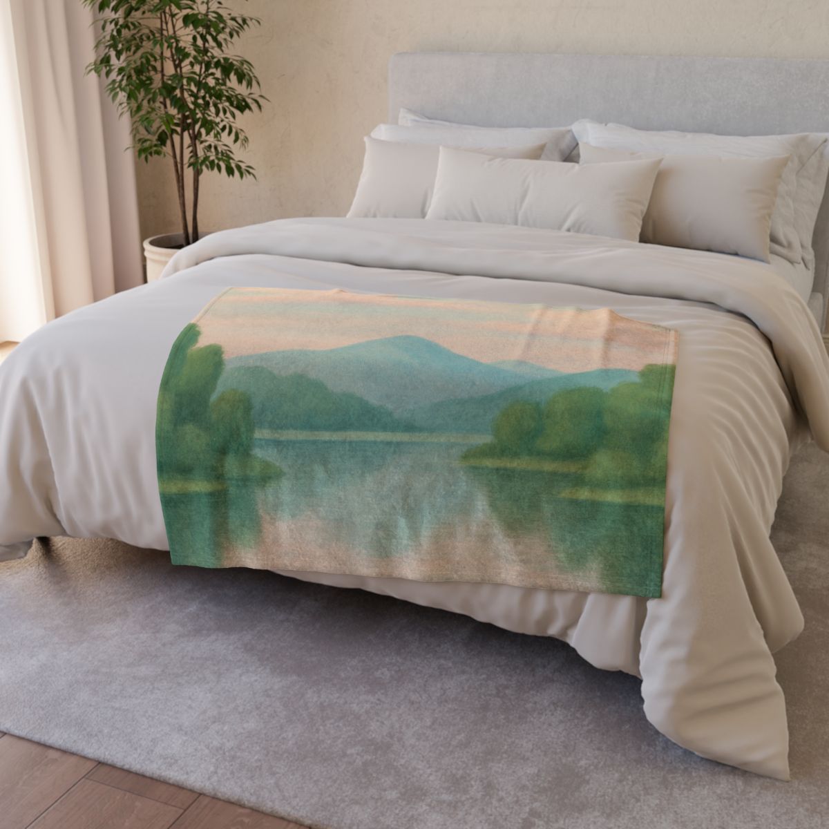 Bedroom Landscape For Simple Elegant Bed Blanket