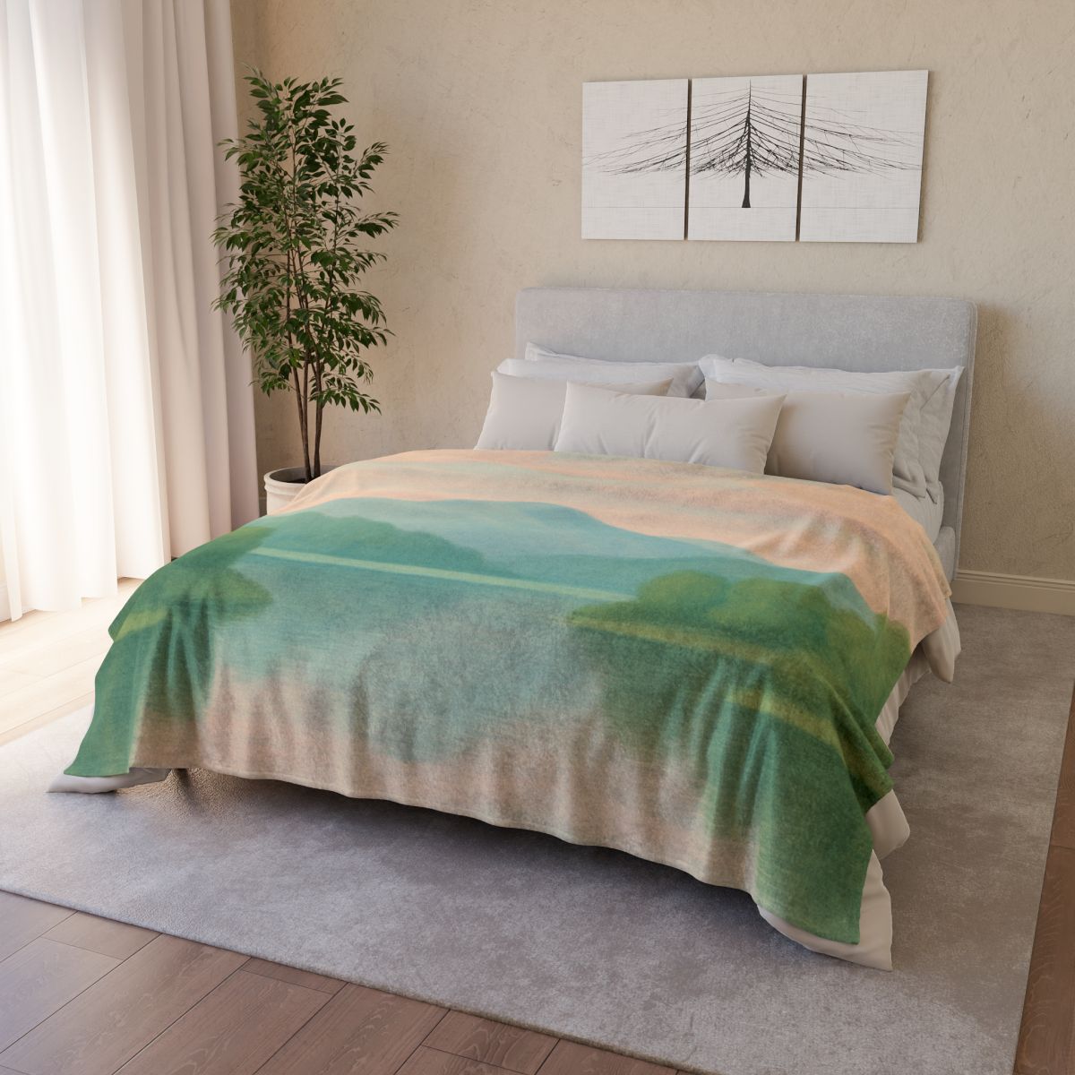 Bedroom Landscape For Simple Elegant Bed Blanket