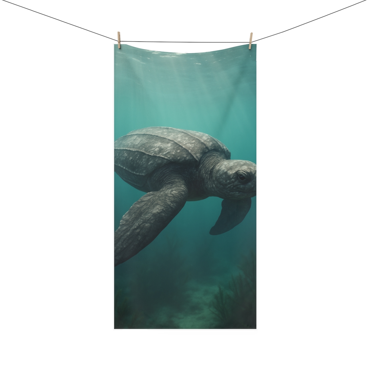Serene Drift Leatherback Turtle designer printed towels