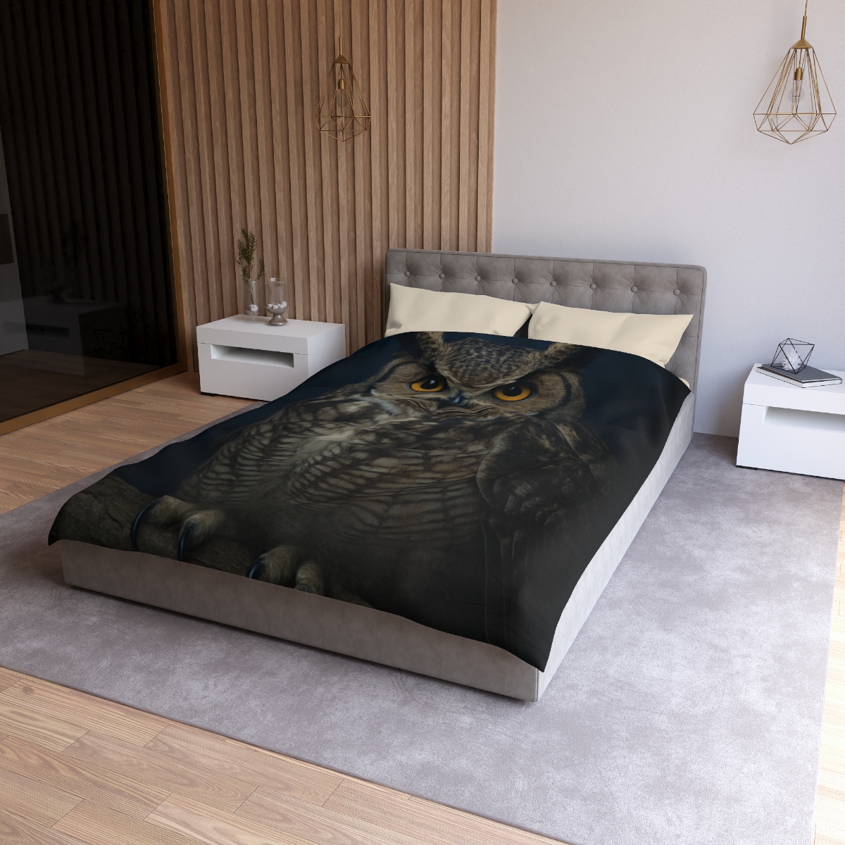 Silent Drift Great Horned Owl personalized bedding duvets