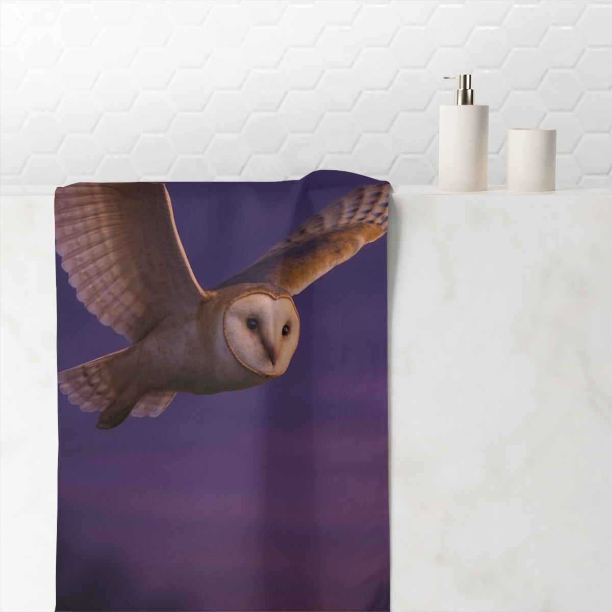 Silent Flight Barn Owl stylish beach towels