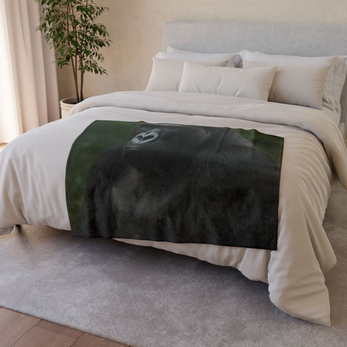 Silent Guardian Mountain Gorilla designer printed blankets