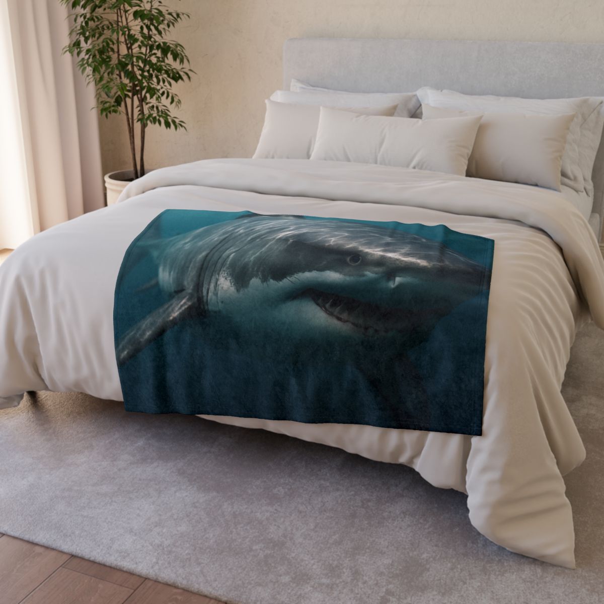 Silent Hunter Great White Shark designer printed blankets