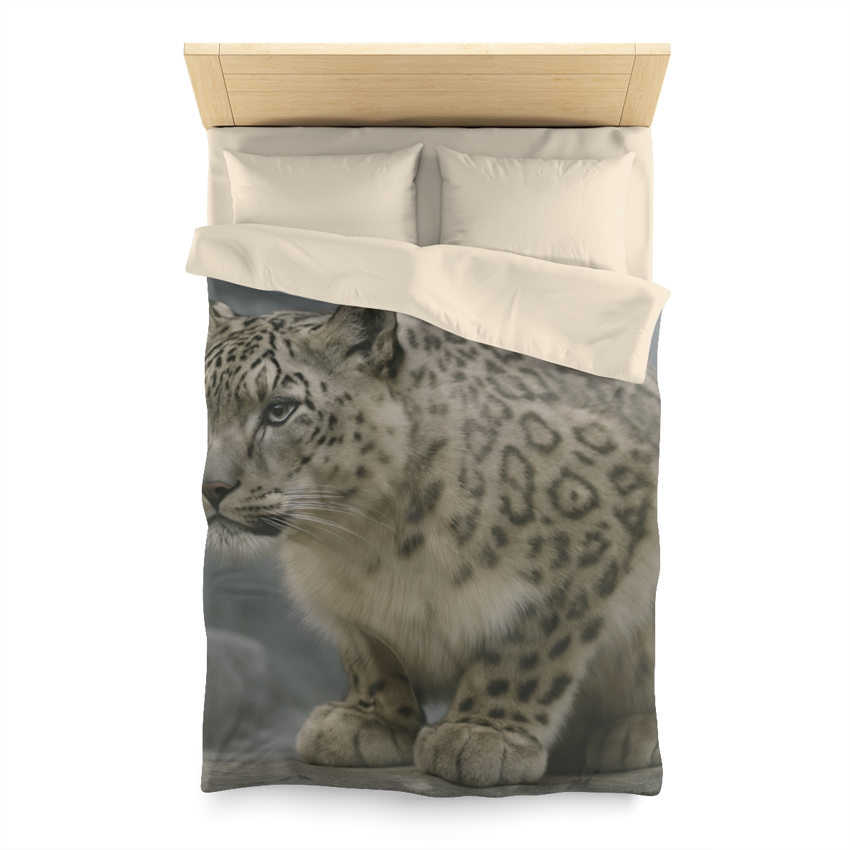 Silent Ridge Snow Leopard designer printed duvets