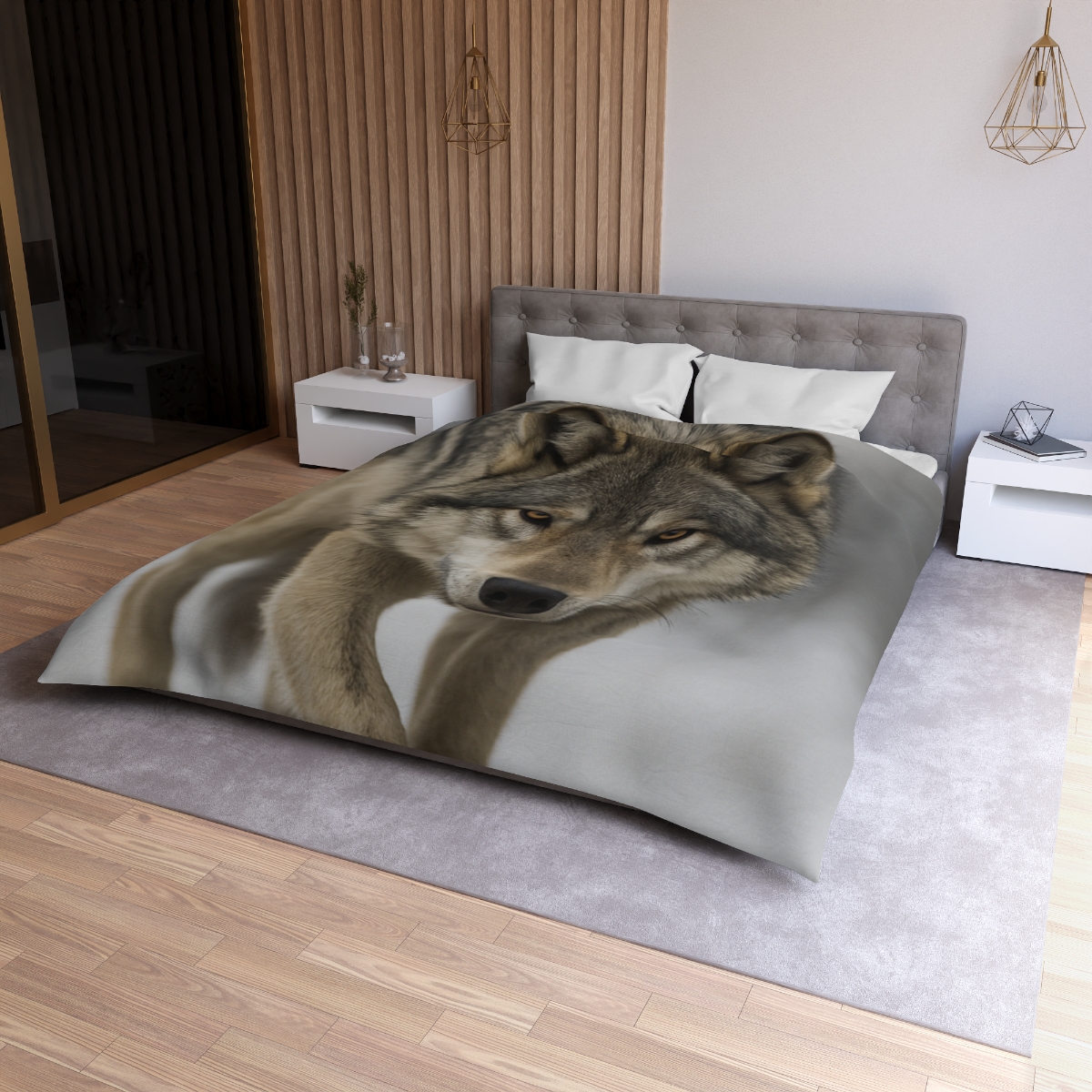 Silver Hush Gray Wolf unique patterned duvets