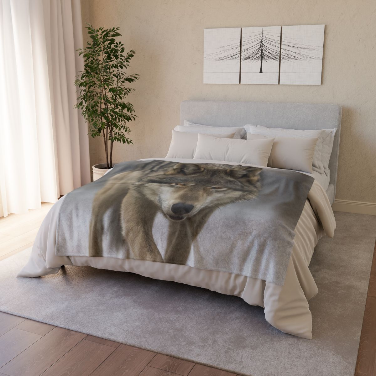 Silver Hush Gray Wolf warm winter blankets