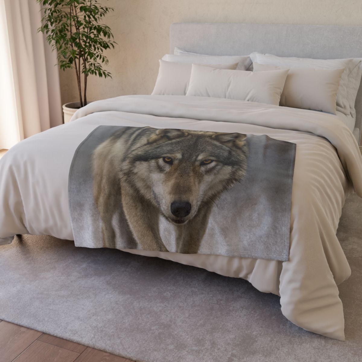 Silver Hush Gray Wolf warm winter blankets