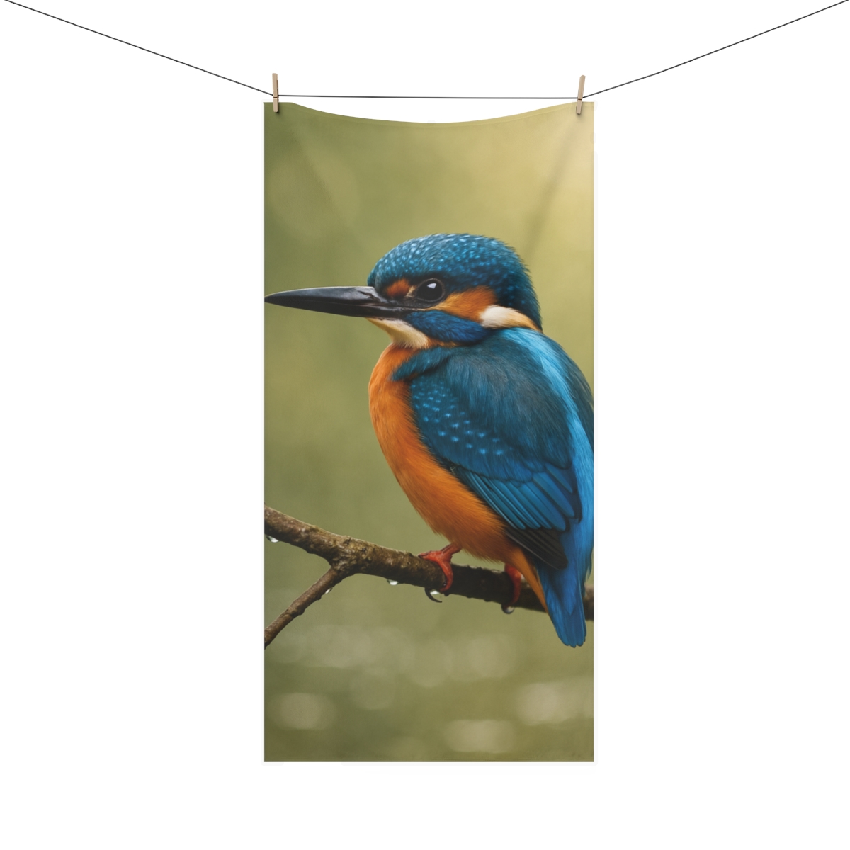 Silver Stillness Kingfisher designer printed towels