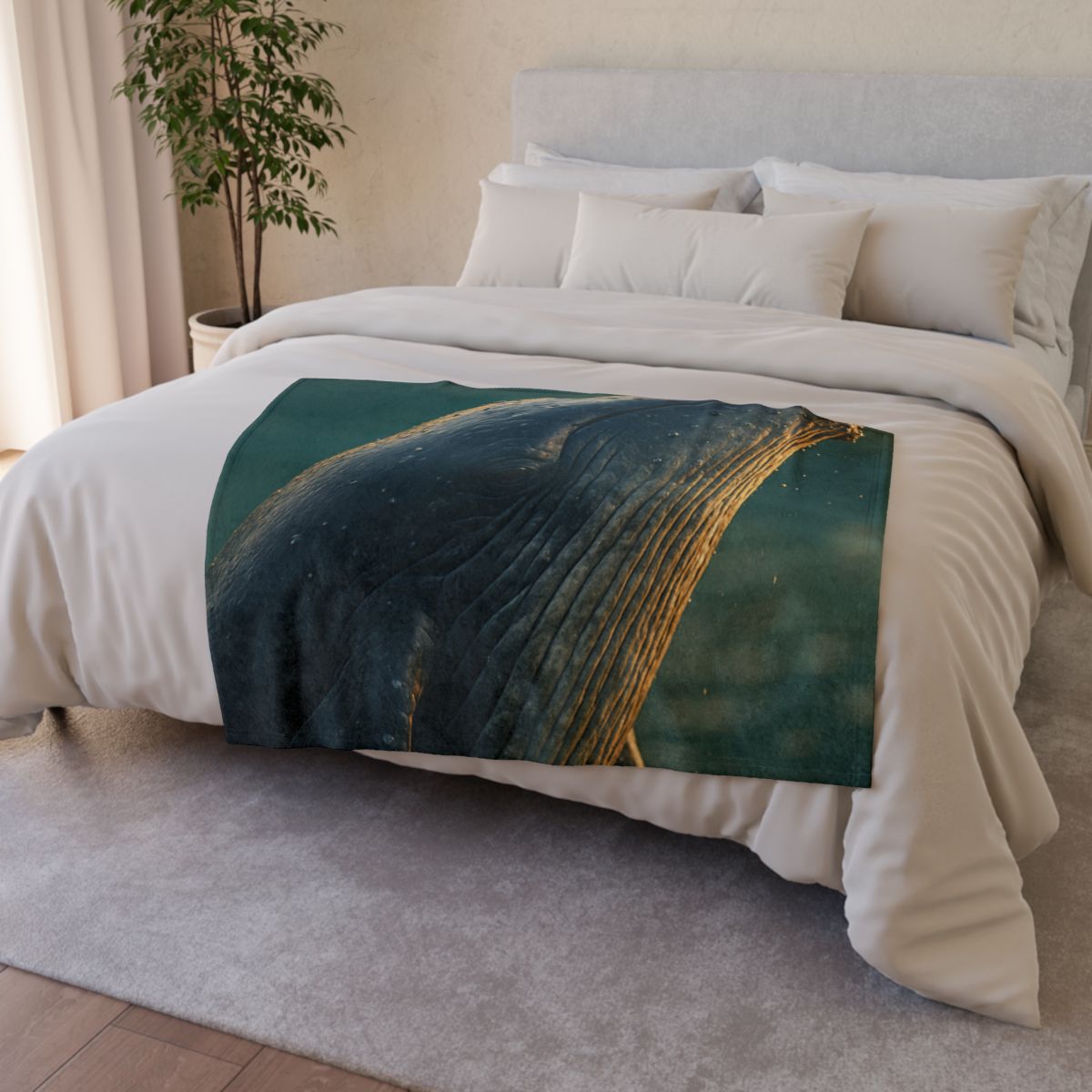 Silver Surge Humpback Whale soft fleece blankets