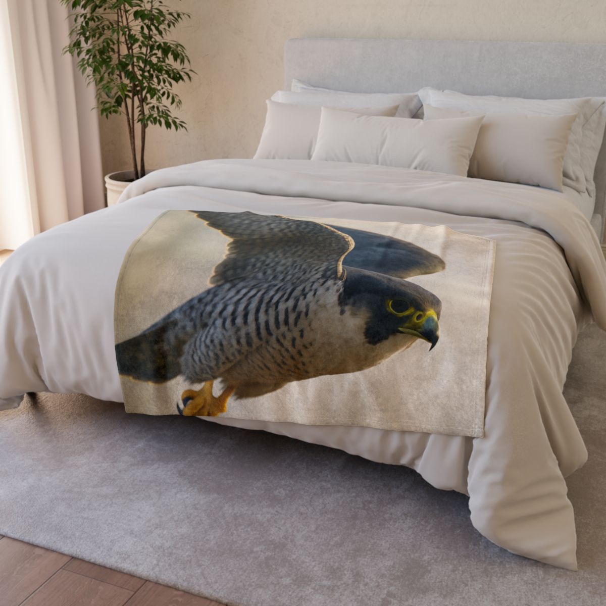 Sky Bolt Peregrine Falcon soft fleece blankets