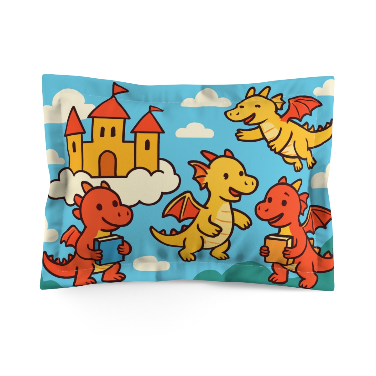 Sky Castle Dragon School designer printed pillows