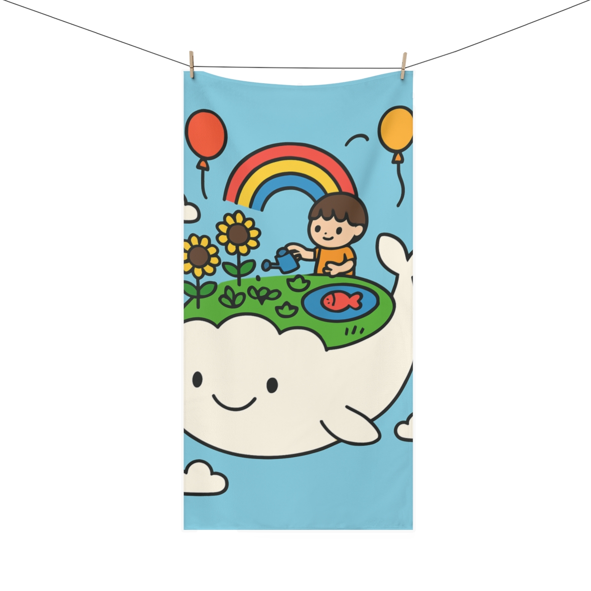 Sky Garden On The Back Of A Gentle Cloud Whale unique gift towels
