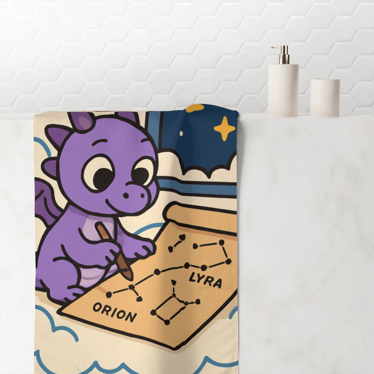 Sky Library Dragon Mapmaker comfortable face towels
