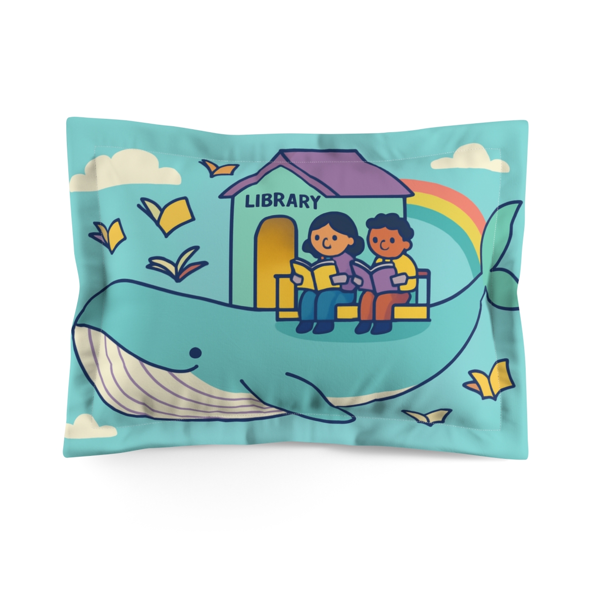 Sky Library On A Floating Whale soft plush pillows
