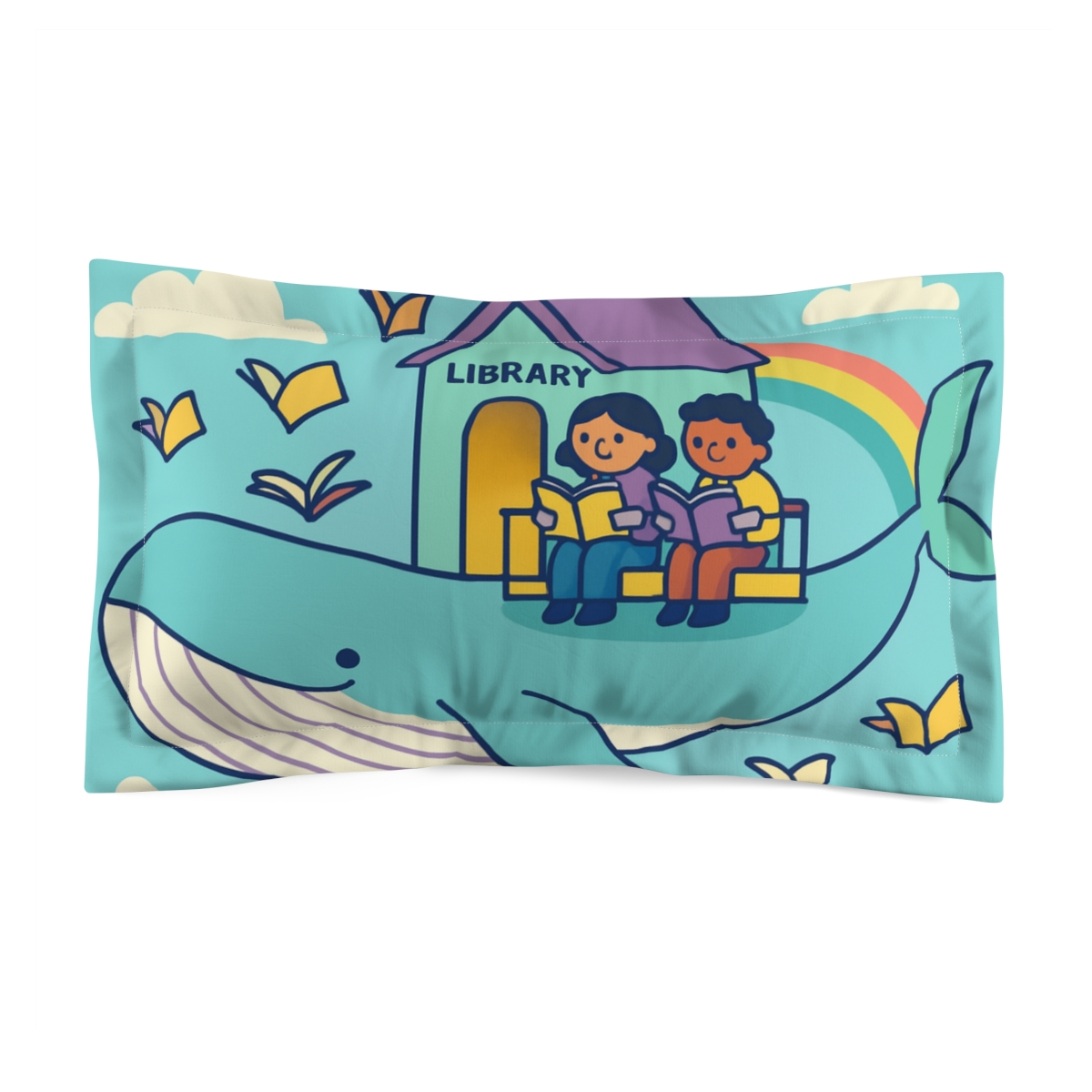 Sky Library On A Floating Whale soft plush pillows