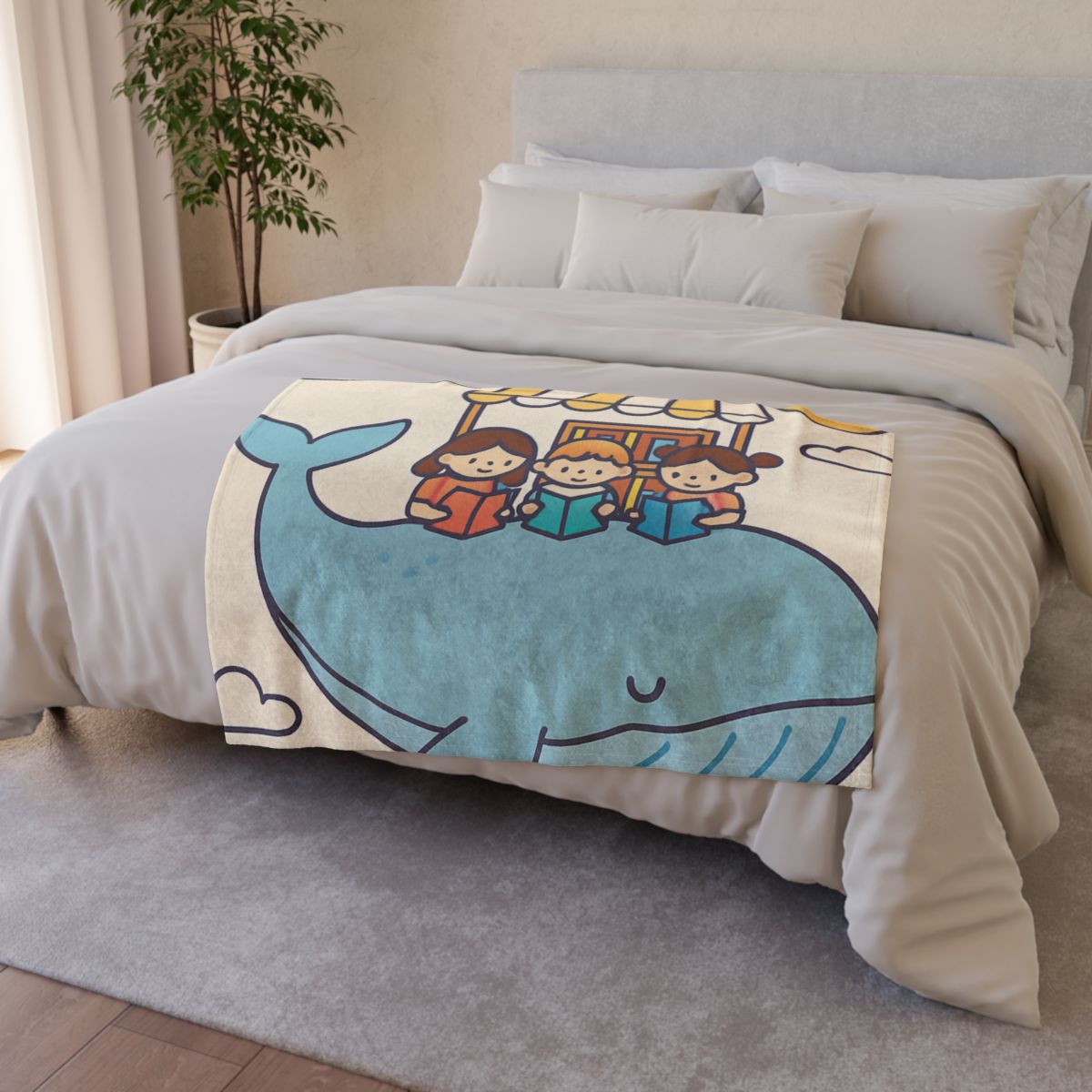 Sky Library On A Flying Whale unique gift blankets