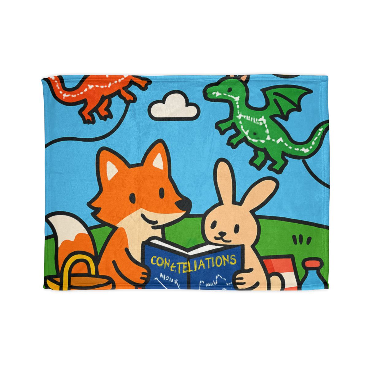 Sky Map Picnic With Dragon Kites trendy patterned blankets