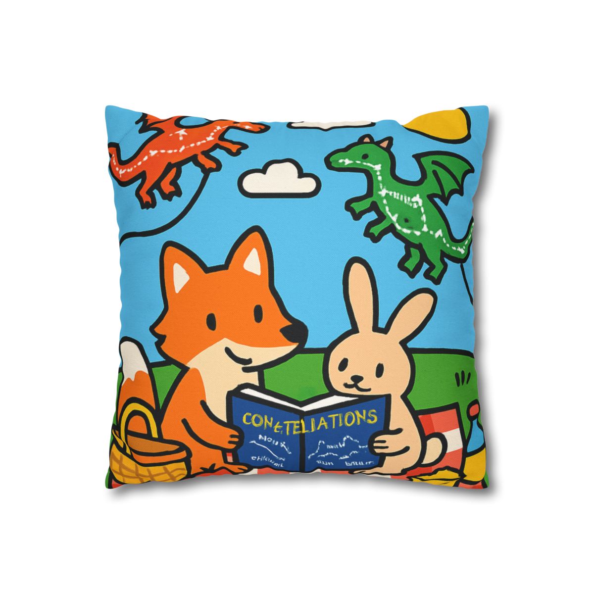 Sky Map Picnic With Dragon Kites personalized pillow covers