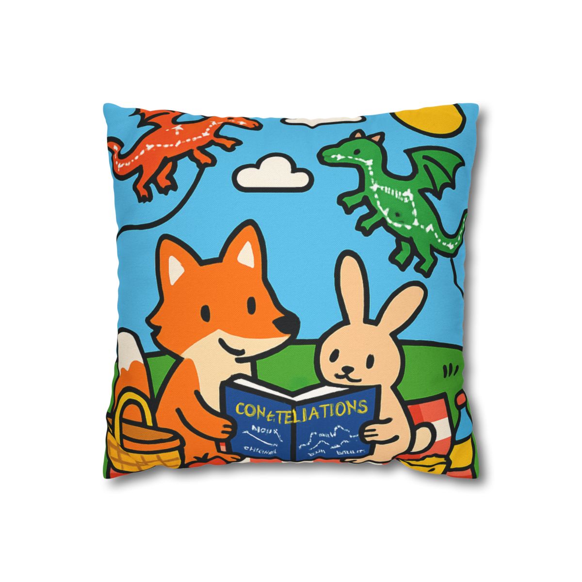 Sky Map Picnic With Dragon Kites personalized pillow covers