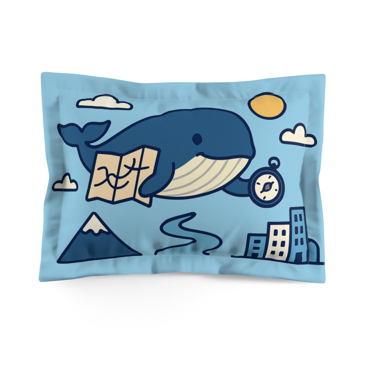 Sky Whale Geography Journey stylish throw pillows