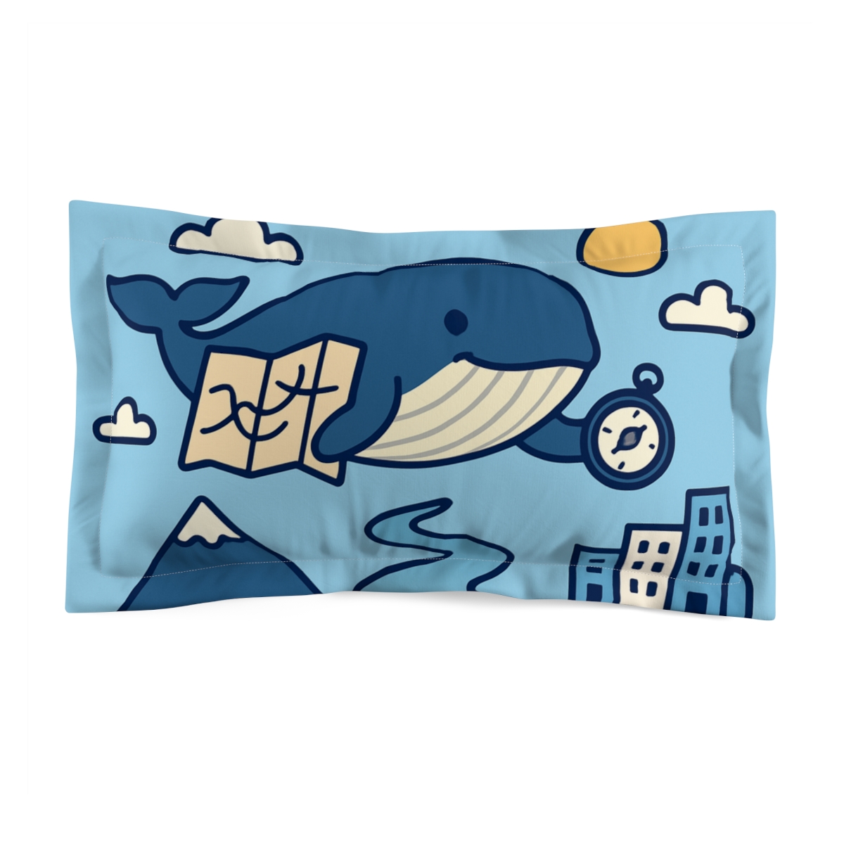 Sky Whale Geography Journey stylish throw pillows