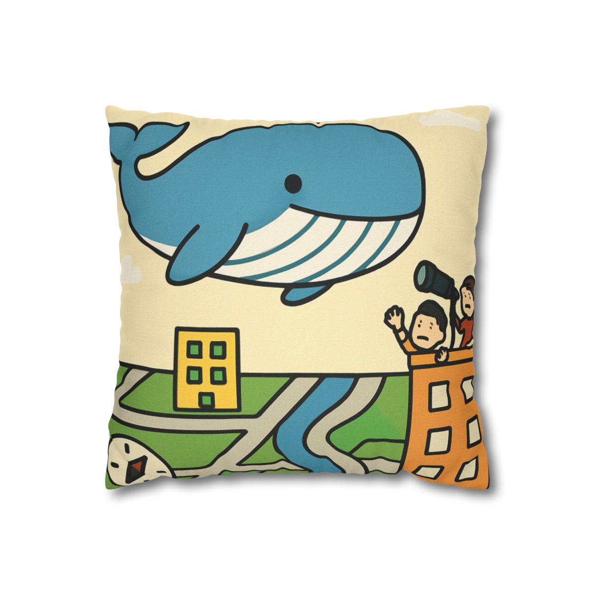 Sky Whale Over The Map City custom pillow cases