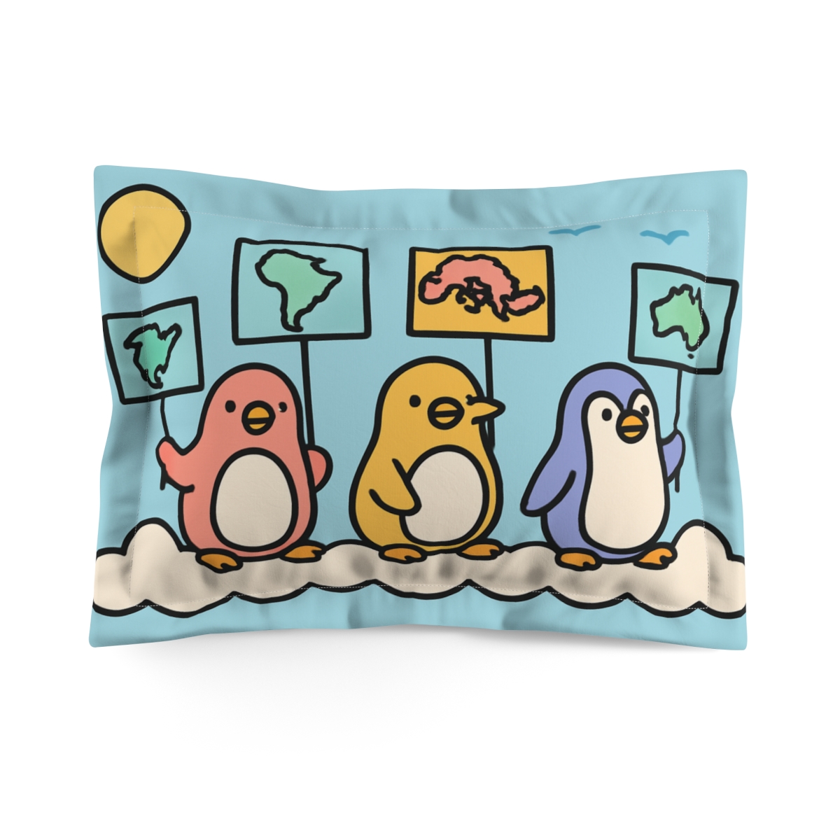 Skytrain Of The Rainbow Penguins soft plush pillows